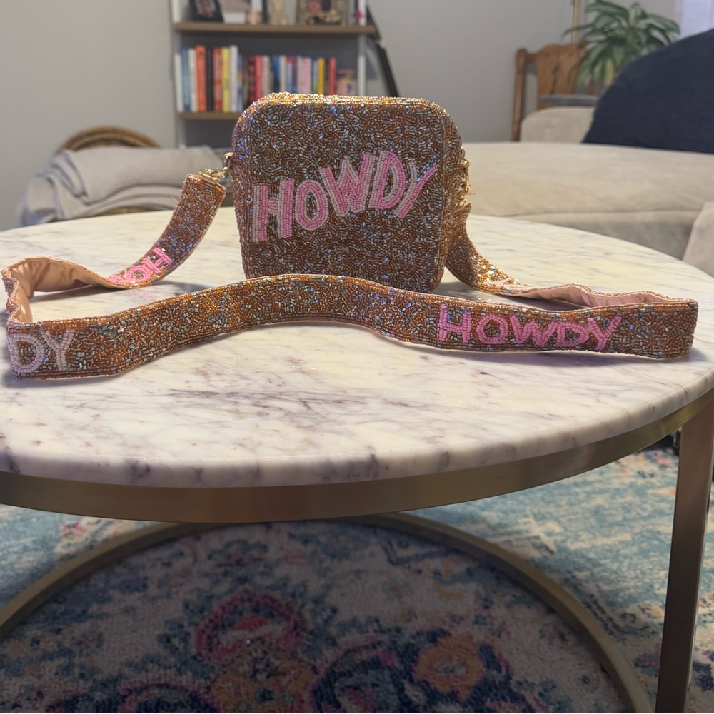 Beaded “howdy” crossbody